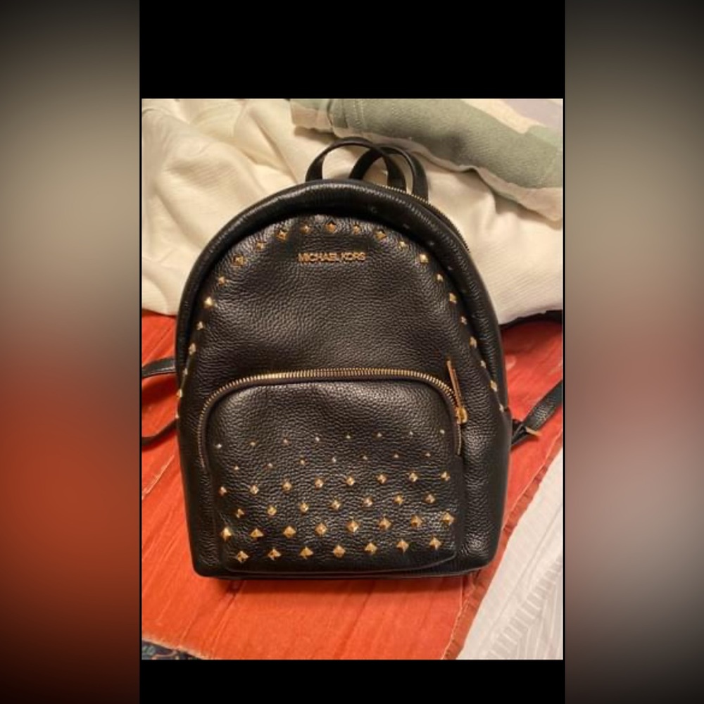 studded black michael kors backpack